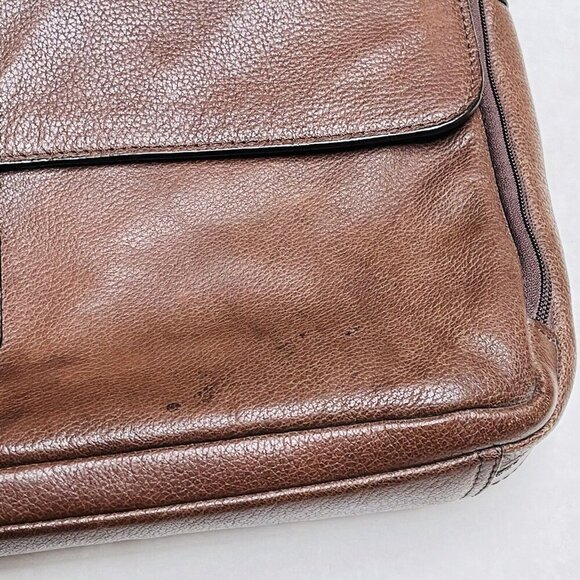 Scully  Leather Messenger Bag Crossbody Briefcase Brown Work Career Travel - Picture 3 of 15